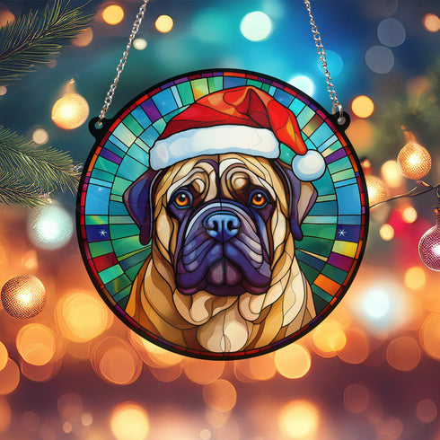 Bull Mastiff Christmas Suncatcher
